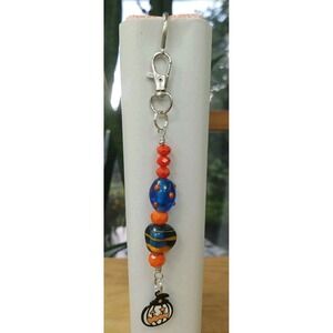 Handcrafted Bookmark Pumpkin‎ Fall Wire Wrapped Lampwork Beads  7" Detachable